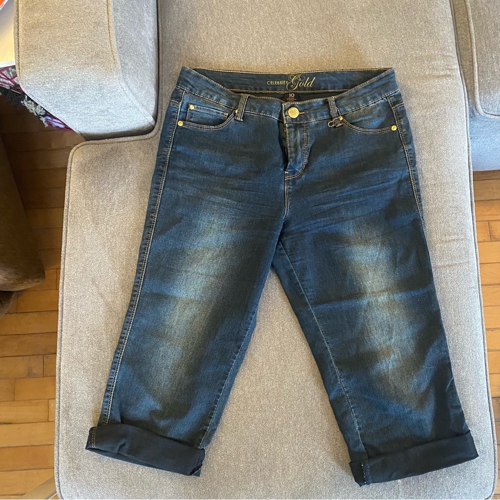 Celebrity Gold Capri Jeans